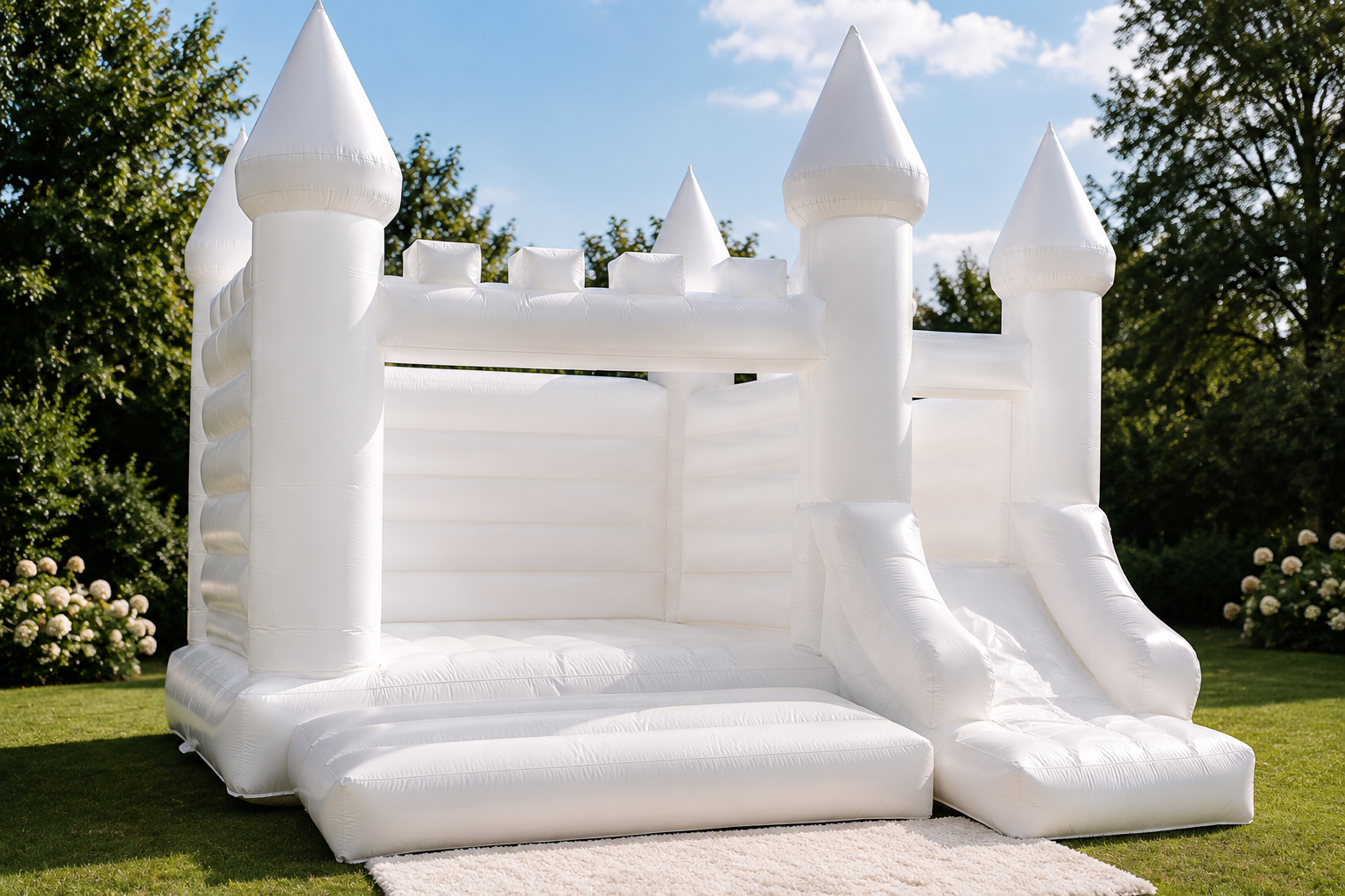 Château gonflable blanc pour mariage dans les Hauts-de-France